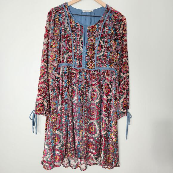 Anthropologie Abia Velvet Peasant Renaissance Festival Burnout Mini Dress - Picture 4 of 13
